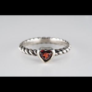 James Avery “Heart with Garnet Twisted Wire Ring” size 8.25 excellent condition